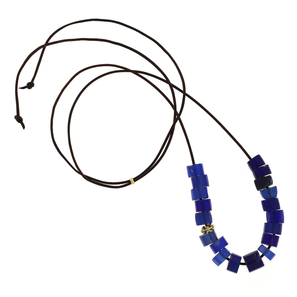 Balbi Blown Glass Beads Necklace Blue Color