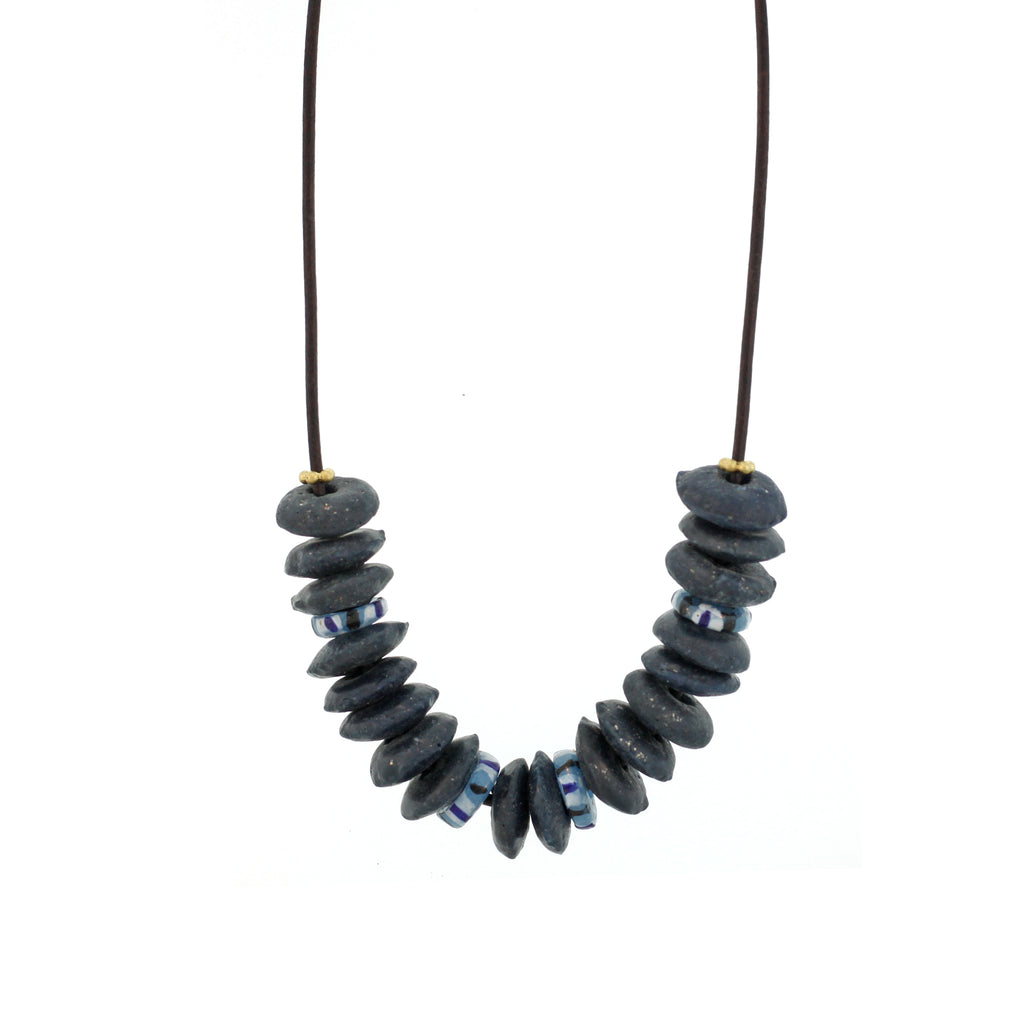 A Dark Blue Recycled Glass Bead Necklace – LFrank