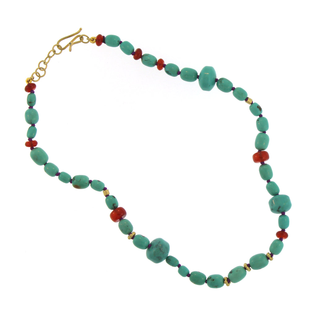 TURQUOISE BEADS GOLD CENTER