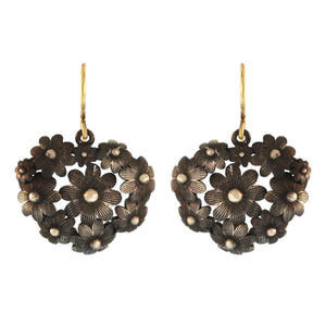 The Garden Party Floral Earrings in Blackened Silver - Horizontal