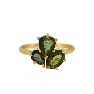 A Green Tourmaline Cluster Ring