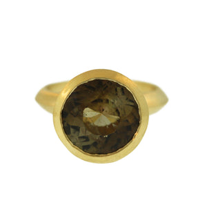 A Molded Round Moss Green Tourmaline Ring