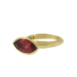 A Molded Marquise Dark Pink Tourmaline Ring