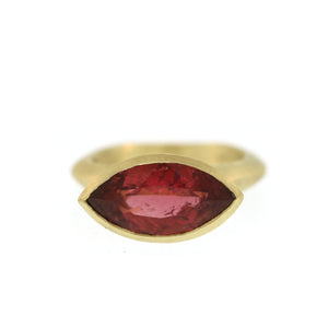 A Molded Marquise Dark Pink Tourmaline Ring