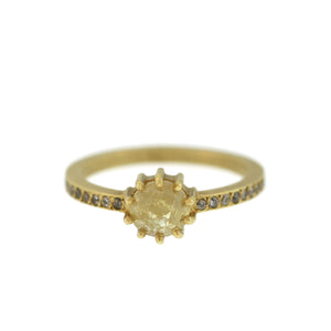 The Yellow Diamond Ring with Grey Diamond Pavé