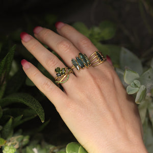 A Green Tourmaline Cluster Ring