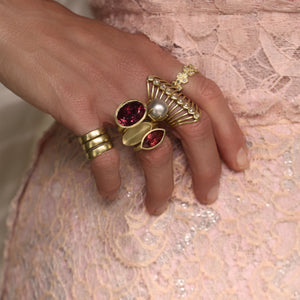 A Molded Marquise Dark Pink Tourmaline Ring