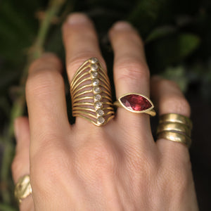 A Molded Marquise Dark Pink Tourmaline Ring