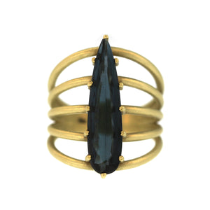 A Peacock Blue Tourmaline Vertebrate Ring